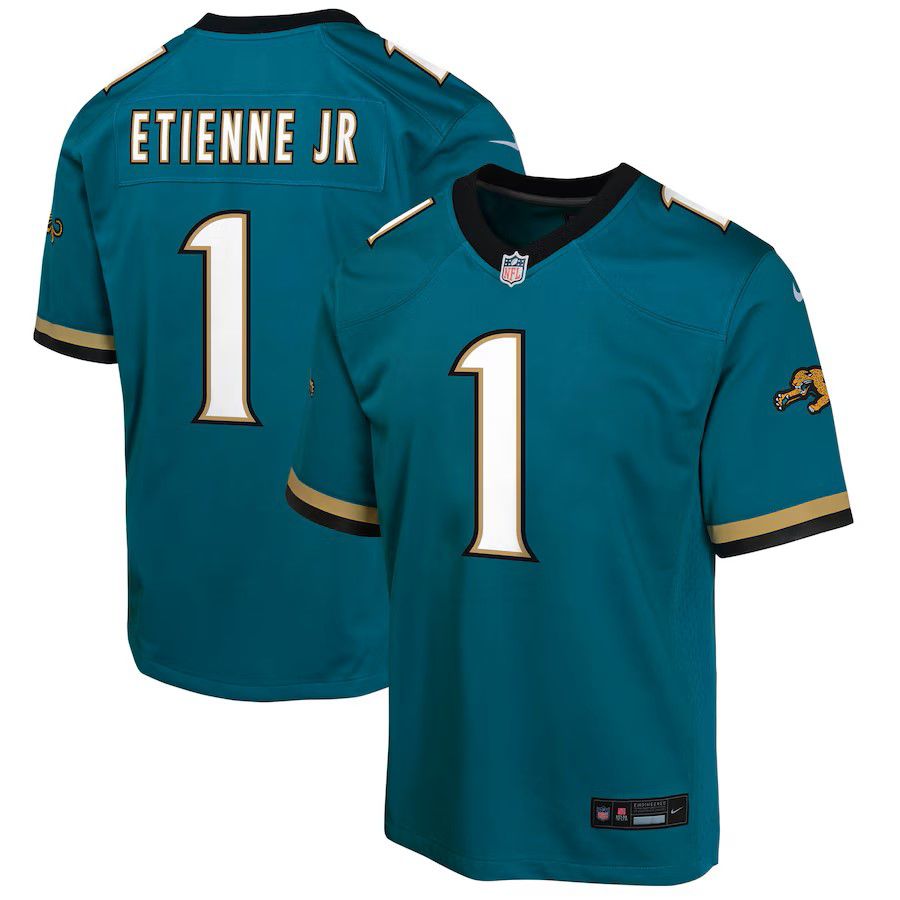 Youth Jacksonville Jaguars #1 Travis Etienne Green Nike Throwback Player Game NFL Jersey->youth nfl jersey->Youth Jersey